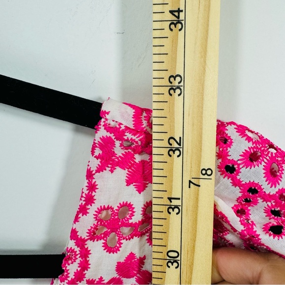 Brooklyns Dress Womens Med Pink Embroidered Floral Fit Flare Lined Boho Cotton - Picture 7 of 9